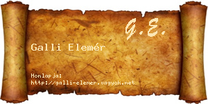 Galli Elemér névjegykártya